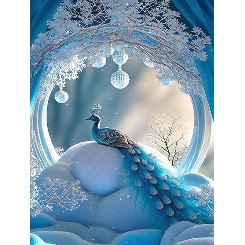 New Collection 2024 Dream Blue Peacock Diamond Painting Mosaic Cross Stitch Embroidery Animals Pictures Home Decoration J3961