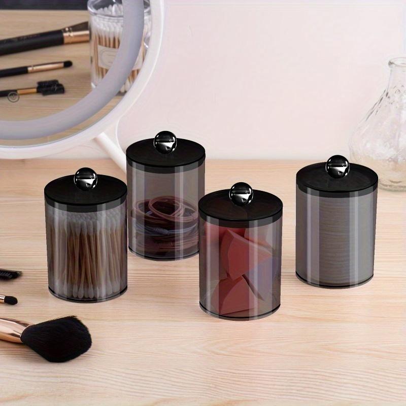 1/2pcs 10 oz black transparent plastic pharmacist jar set, suitable for cotton balls, swabs, pads, and dental floss -