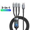 100W Fast Charging Cable with USB Type C, Micro USB, and Lightning Compatibility - 1.2M/2M Length, Transparent Chip, Night Light Feature