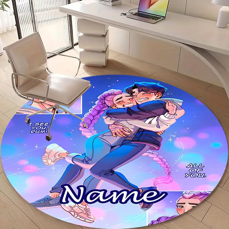 Personalized K-KPop Demon Hunters Round Chair Office Rug - Perfect for Mat, Office Chair & More - Ideal Gift for Birthdays and Holidays