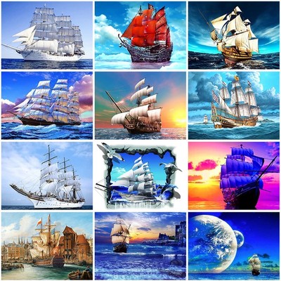 DIY 5D Diamant Malerei voller runder Bohrer Segelboot Diamant Stickerei Verkauf Landschaft Strass Bilder Diamant Mosaik Wandkunst