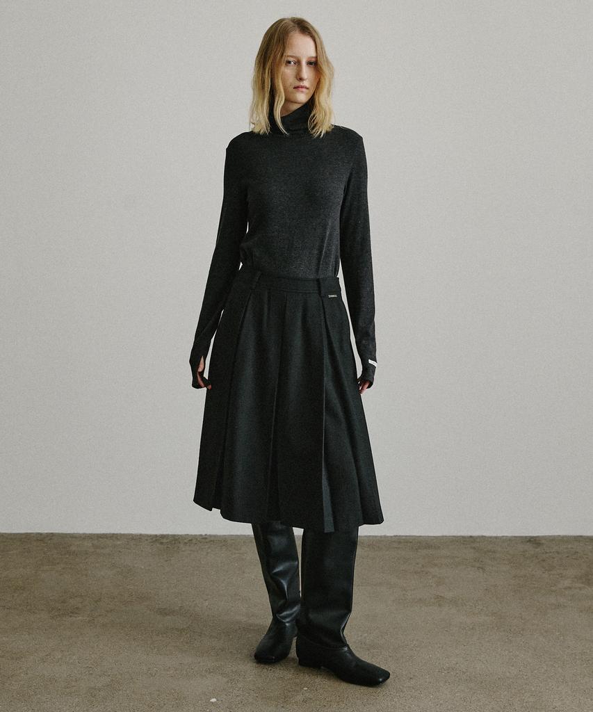 ARTID Wool Reverse Pleated Midi Skirt_Black