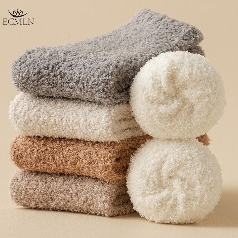 Coral Fleece Socks Autumn and Winter Women's Mid-calf Socks Non-shedding Fleece-lined Warm Sleep Socks Floor Socks