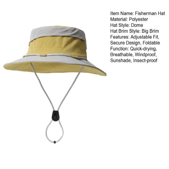 Hat Adjustable Size Waterproof Outdoor Sun Protection Hat with Windproof Buckle Patchwork