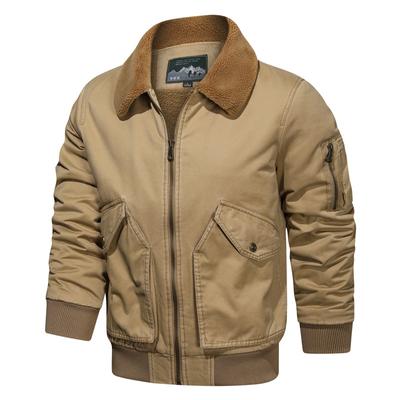 Winter Lapel Lamb Wool Jacket Piled and Thickened Men's Cotton-padded Workwear Bomber Jacket Cotton-padded Loose Casual