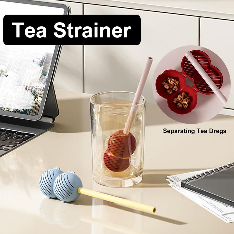 Tea Strainer 2 In 1 Silicone Drinking Straw Tea Steeper Mate Tea Filter Removable Portable Washable Reusable Coffee Tea Tool