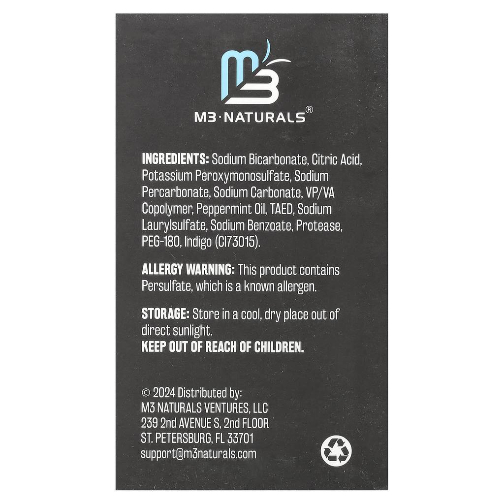 M3 Naturals, Retainer Cleaner, Overnight + Whitening, Extra Strength, Mint, 120 Tablets