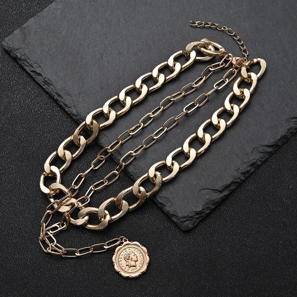 European and American Stacked Portrait Fashion Necklaces, High-end Design Necklaces