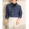Women's Loose Blue Denim Shirt, Autumn/Winter 2024, Korean Style Layered Top