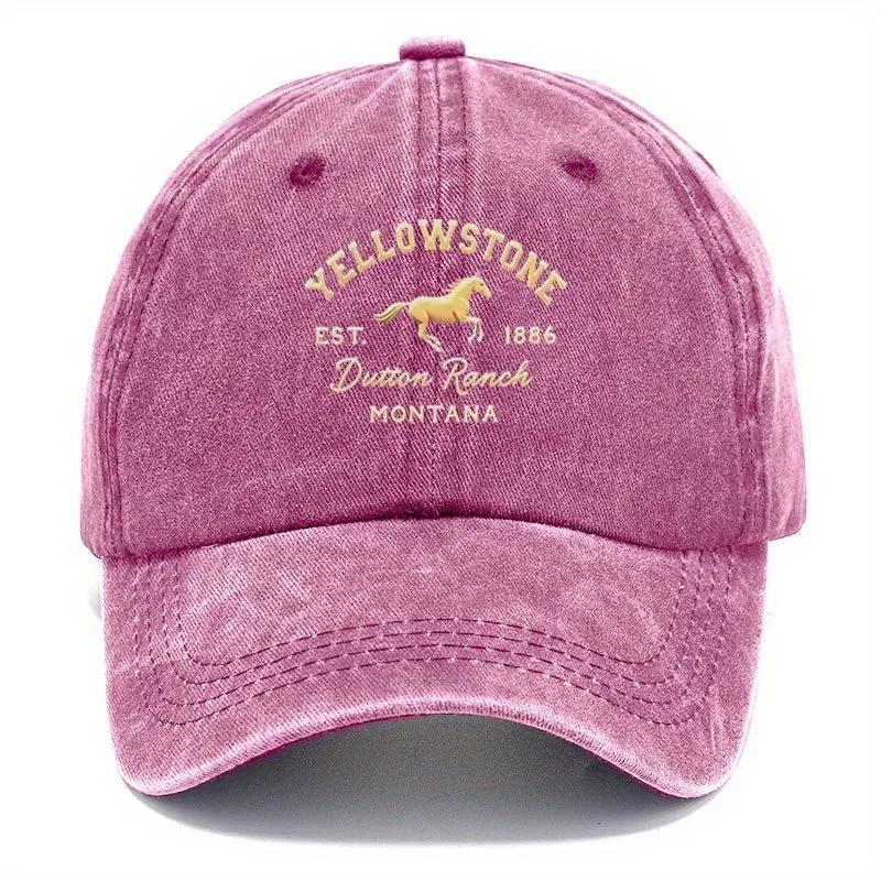 Vintage Yellowstone Cap pc YELLOWSTONE Vintage Baseball Cap Unisex Soft Top Hat with Distressed Washed Look Black with Gol