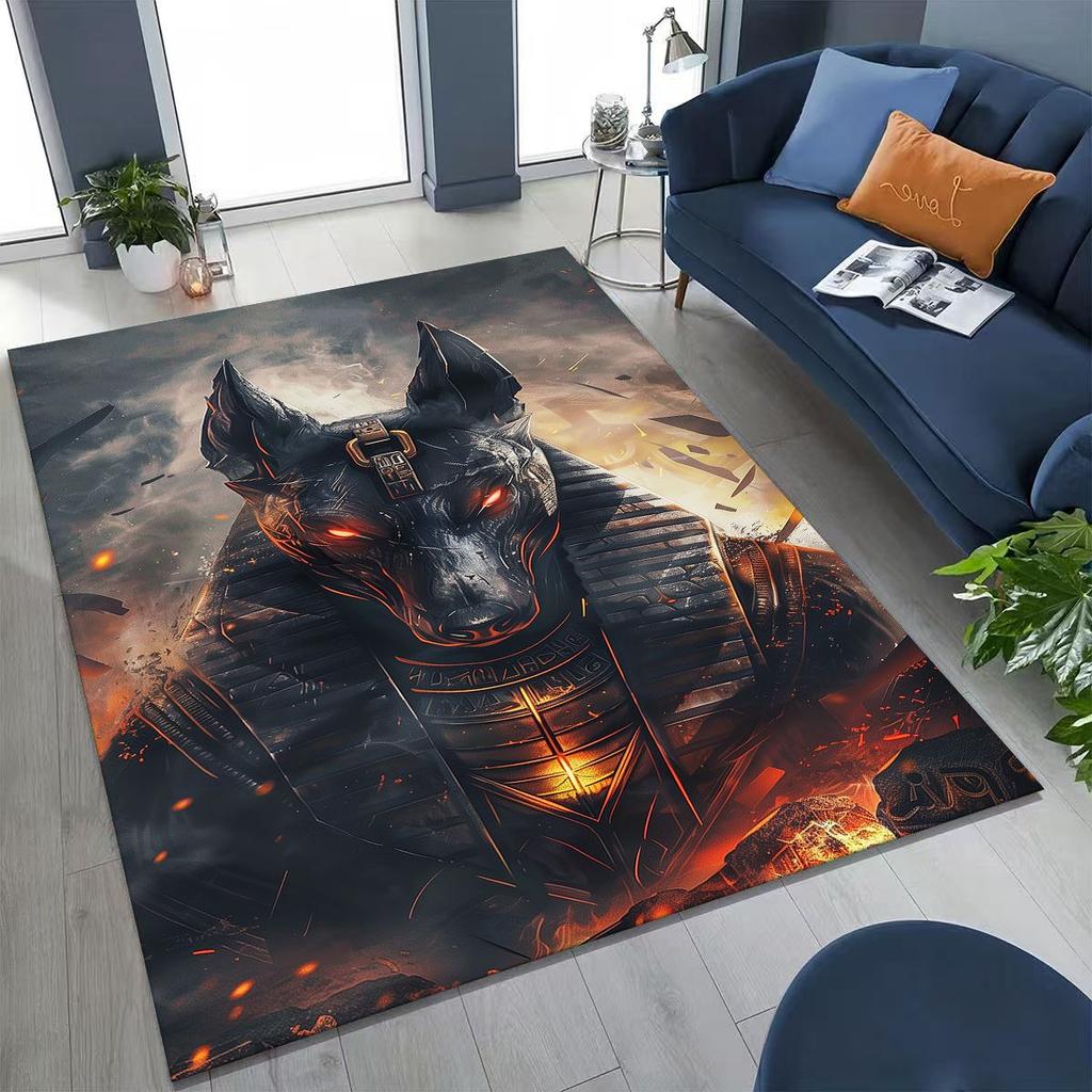 Ancient Egyptian God Dead Anubis Pharaoh Tutankhamun Mask Rug for Bedroom Living Room Sofa Home Doormat Decor,Non-slip Floor Mat