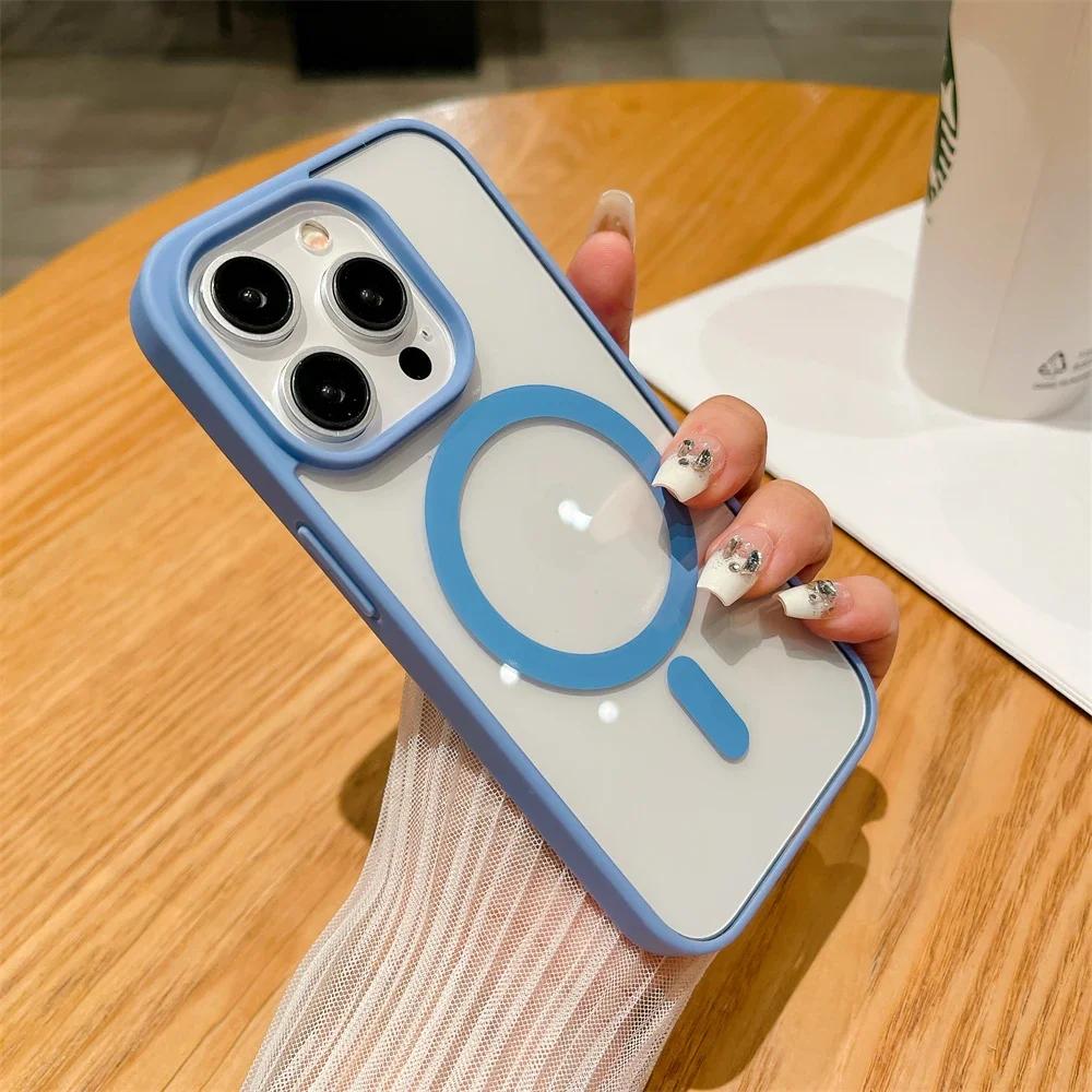 Luxury Shockproof Magsafe Wireless Charge Case for iPhone 15 14 Plus 13 12 Mini 11 Pro X XR XS Max Clear Magnetic Bumper Cover