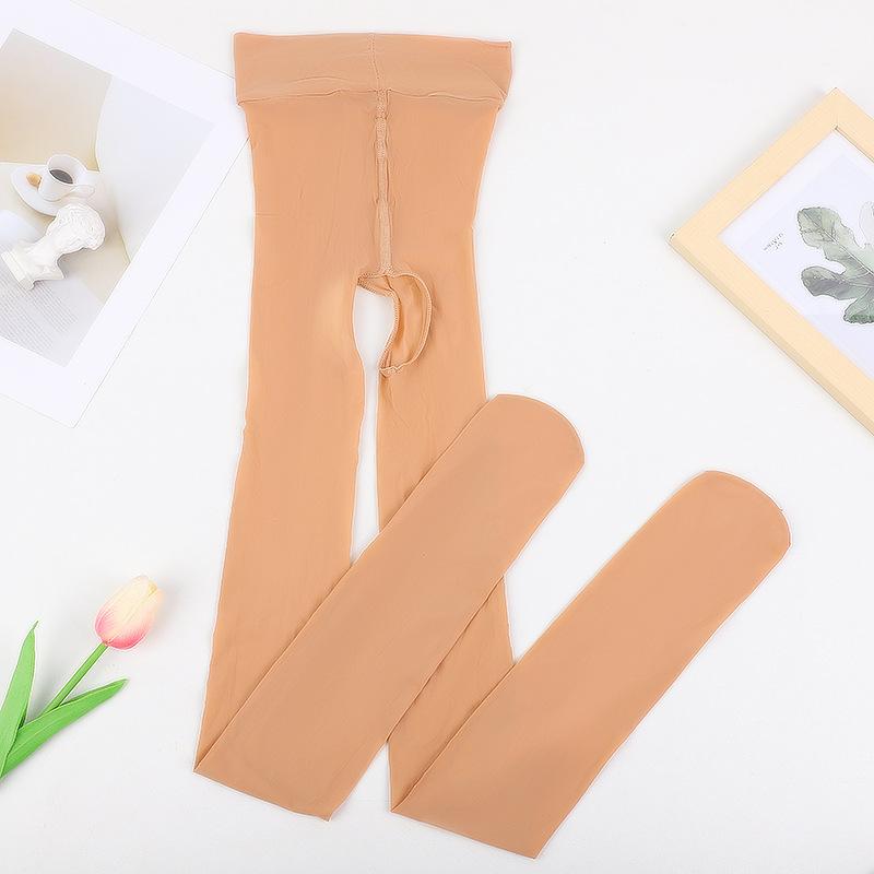 1 Pair of Solid Color Women Open Pantyhose 8D Smooth Pantyhose Oil Gloss Pantyhose High Waist Elastic Pantyhose Sexy Stockings