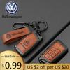 For VOLKSWAGEN VW VW Zinc Alloy Leather Car Key Case Cover For Volkswagen Tiguan MK2 Magotan Passat B8 CC Shell Fob key chain Ac