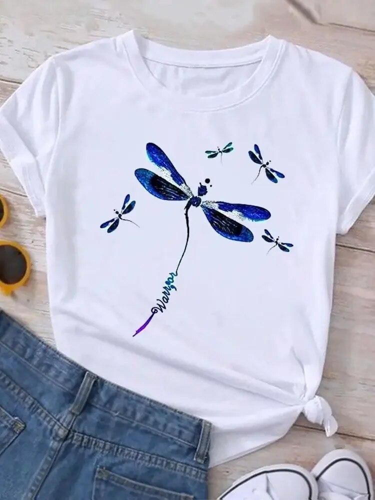 Graphic T Shirt Sunflower Butterfly Cute Summer Casual Clothing Short Sleeve Women Print Fashion Clothes Tee T-shirt FeUnisex Top