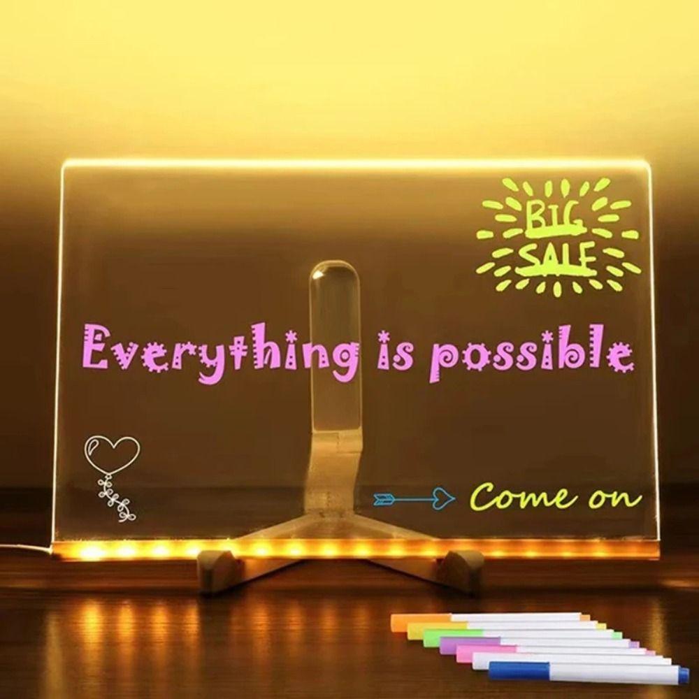 Acrylic Colorful LED Writing Board Night Light Kids Drawing Board USB Message Board  Painting Board