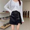 High-Waisted PU Leather Midi Skirt - Slimming, Hip-Hugging, Irregular A-Line, Women's Korean Fashion for Autumn/Winter 2023