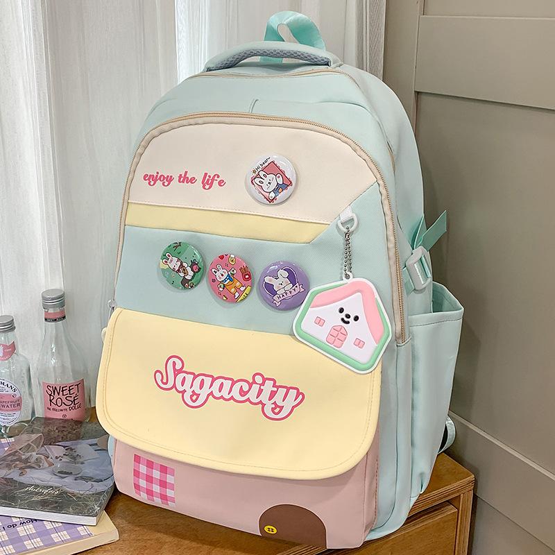 College Style, High Value, Fresh and Sweet Backpack, Junior High School Students Contrasting Color Splicing Large-capacity Backpack