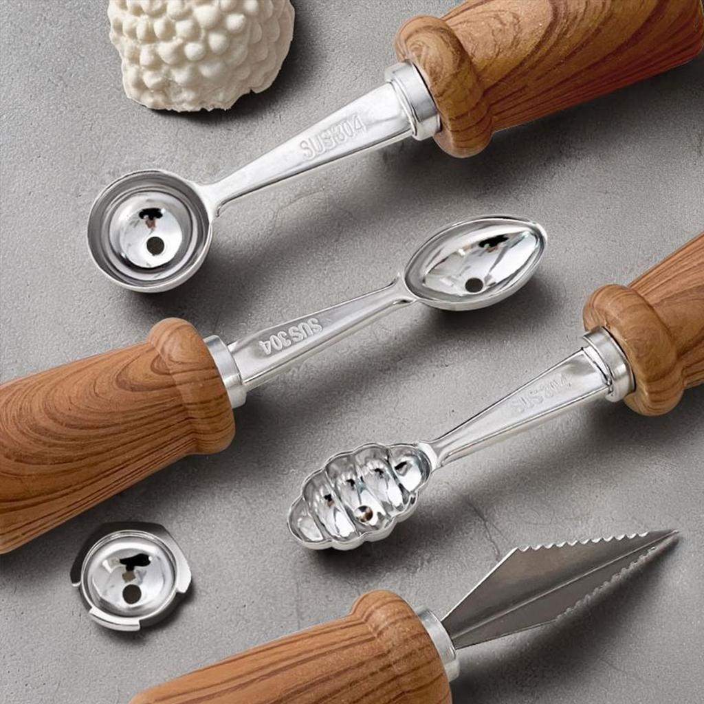WORTHBUY 304 Stainless Steel Fruit Scoop Standing Melon Baller Scoop Ice Cream Scoop Watermelon Carving Knife Kitchen Gadgets
