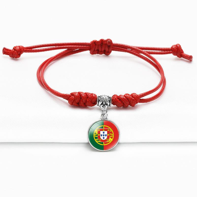 Red Bracelet Trendy With Timeless Gem European Country Flags Unisex Material Mixed