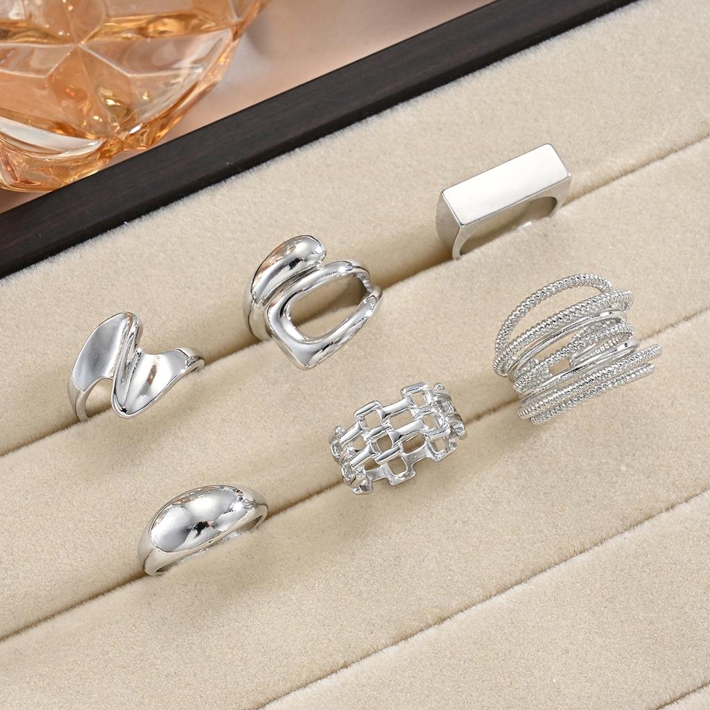 6 Pcs/Set Fashion Vintage Metal Rings For Women Punk Hip Hop Gold Silver Color Irregular Knuckle Joint Ring Daily Jewelry