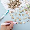 50PCS 2.5CM Wooden Flower and Leaf Pattern Cutouts for Crafts Mini Unfinished Wood Pieces for DIY Jewelry, Home Decor