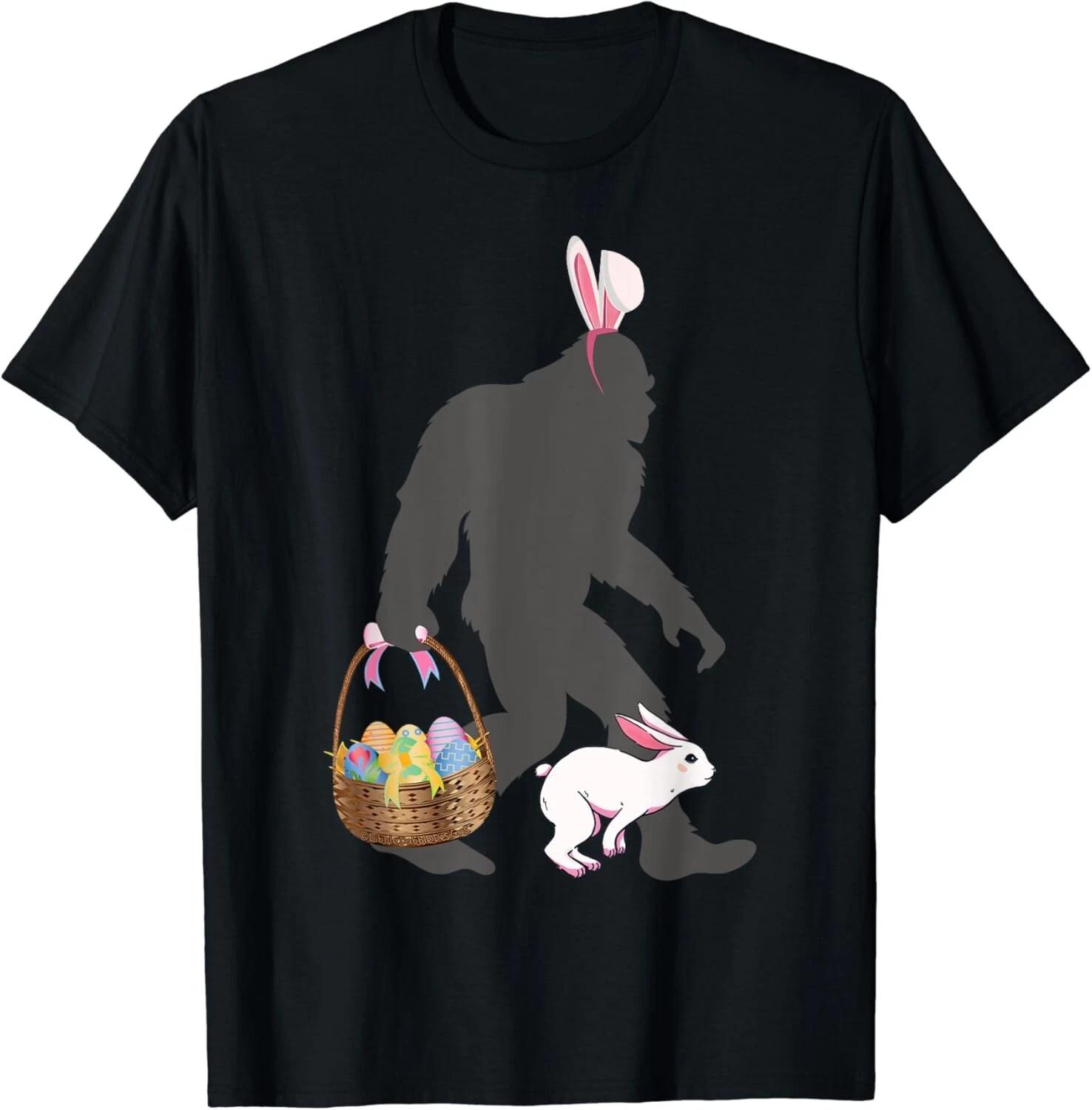 

Funny Bigfoot with Easter Basket Bunny Rabbit Easter Bigfoot Gift Unisex T-Shirt M