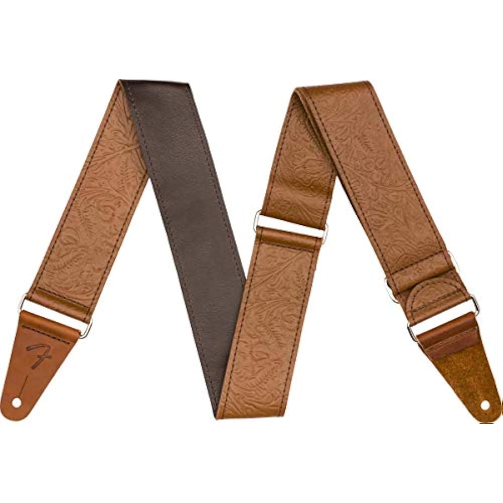 Fender Strap Tooled Leather Guitar Strap, 2”, Brown
