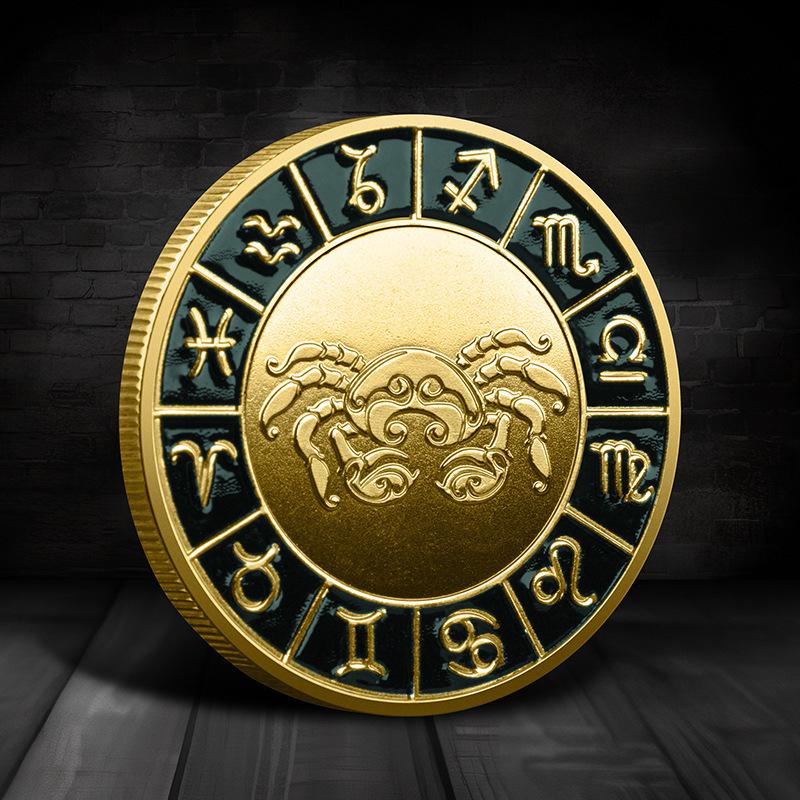 Single Zodiac Sign Commemorative Coin, Individual Constellation Collectible Medal, 40mm Diameter Astrology Souvenir Coin for Collection & Gift