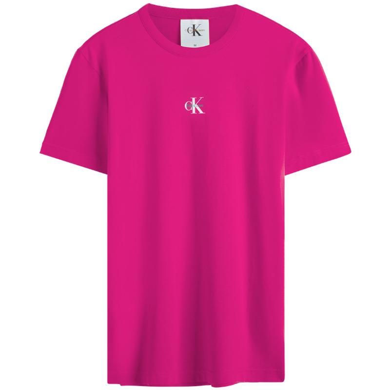 Calvin Klein Rainbow Series Letter Print Slim Fit Short Sleeve T-Shirt Men Tops Rose-Purple J323715-VCS