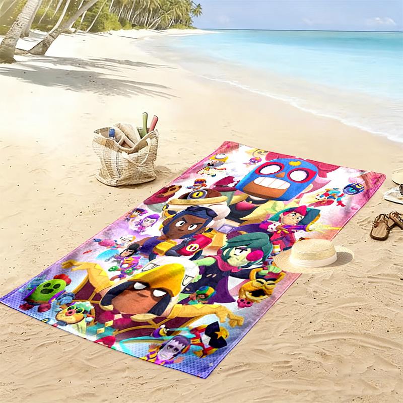 Cartoon Brawl Stars 2D Flat Print Beach Towel, Large Soft Quick Dry Towel for Beach Camping SwimmingSSTJ0917167
