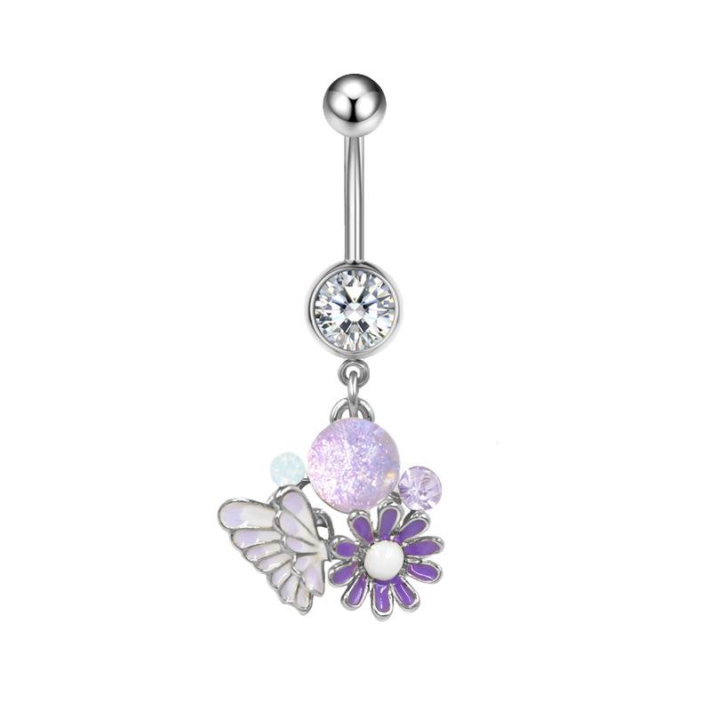 Gaibei Stainless Steel Star Bow Cat Paw Navel Ring