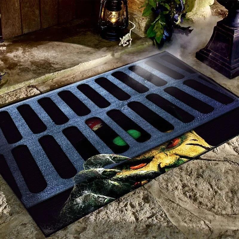 Halloween Welcome Door Mat for Christmas Outdoor Scary Soft Area Rugs for Living Room Front Door Home Decor New Year Carpets