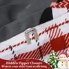 Christmas Duvet Cover Set 3 Pieces Penguin Snowflakes Xmas Tree Bedding Set Grey Reversible Plaid Comforter Set