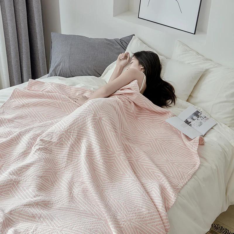 Decorative Bed Throw Blankets Scandinavian Style Muslin Gauze Bedspreads On The Beds Sofa Covers Couple Bedding Quilt 200*230cm