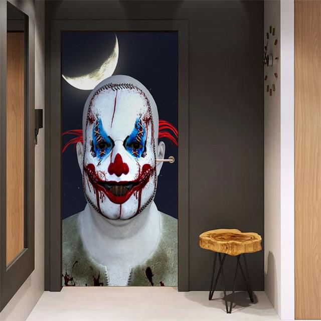 3D Gray Horror Wallpaper For Halloween Decoration Door Sticker Self-adhesive Waterproof PVC Wall Decal Party Decor Zombie Mural