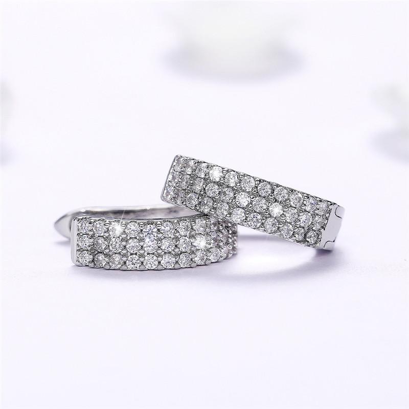 Huitan Dainty U Shaped Hoop Earrings for Women  Color Circle Earring with Crystal CZ Stone Simple Stylish Female Jewelry