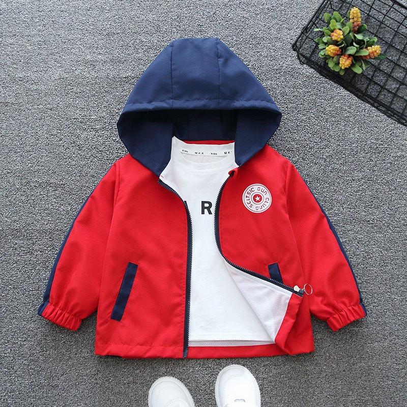Fashion Boys Jackets Spring Autumn Kids Hooded Windbreaker Coat Letter Sport Outerwear Children Clothing
