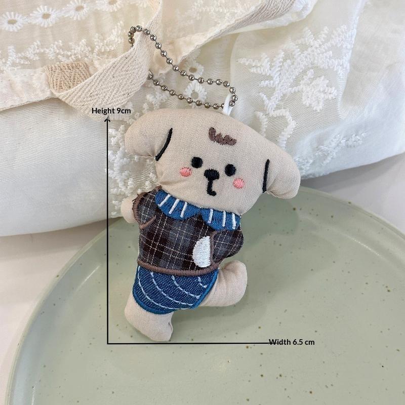 Mini Cute Plush Animal Doll Keychain Ins Style Bear Rabbit Dog Stuffed Pendant for Backpack Car Key Hanging Ornament