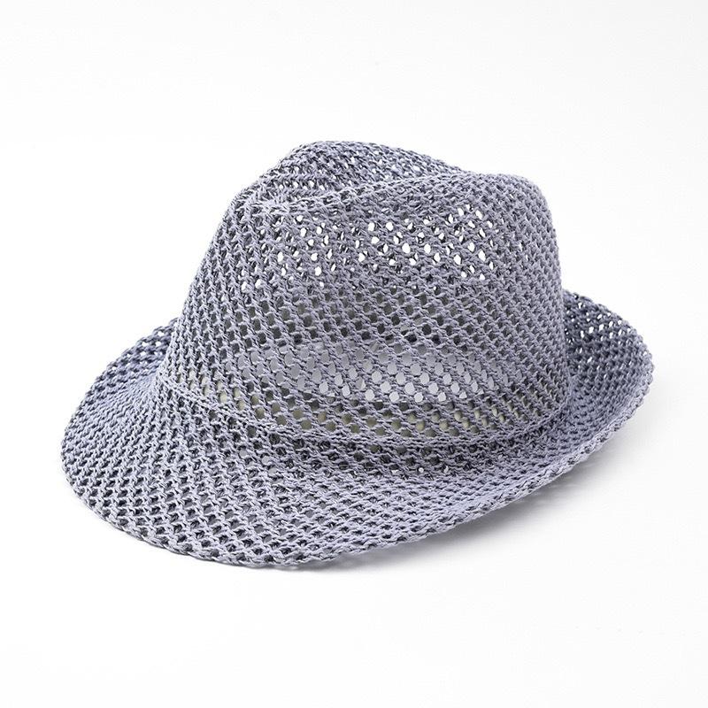 Mesh Hollow-Out Jazz Hat Summer Breathable Sun Protection Hat Straw Hat British Retro Casual Cool Hat