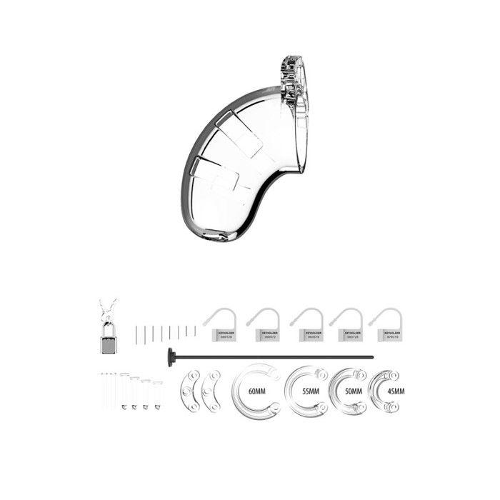 Cage de chasteté - Chastity - Modèle 15 - Silicone médical - 3,5" - Urethral sounding transparent