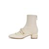 ! Shoes Square Head Rivet Rear Zipper Medium and High Elastic Boots Women's Skinny Short Boots