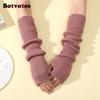Botvotee Arm Warmers Free Shipping Sleeves for Women Y2k Accessories Knit Warm Winter Extend Sleeves Fingerless Gloves Black