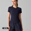 Antibacterial Crew Neck Yoga Suit Running Top Slim-fit T-shirt Waist Cover Flesh Skinny Sports Fitness Short Sleeve Women