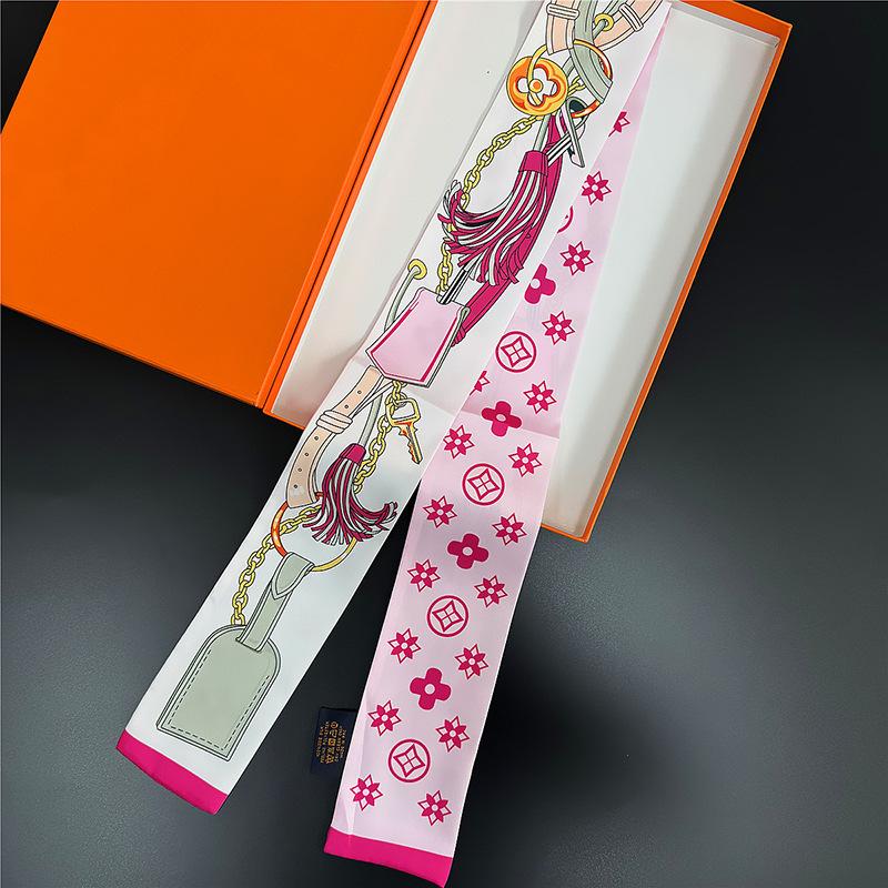 Silk scarf high-end new double-sided printing imitation silk scarf tied handbag headband decorative scarf headband