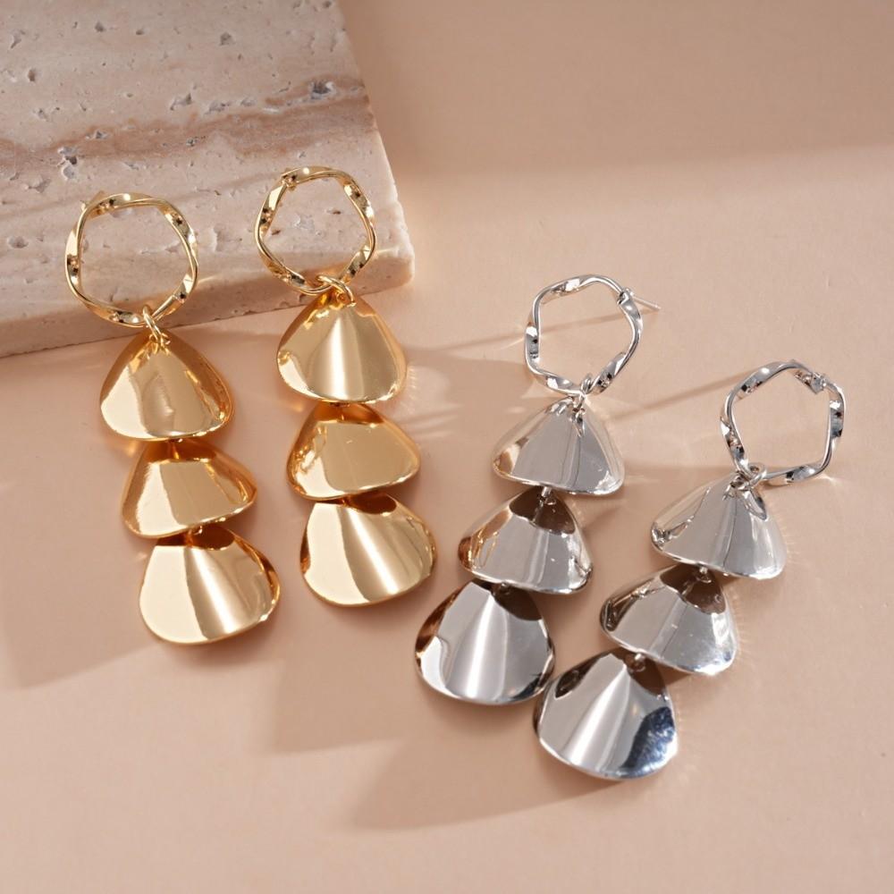 Round Metal Drop Earrings Iron Ear Pendant Personality Circular Tassel Earrings Travel