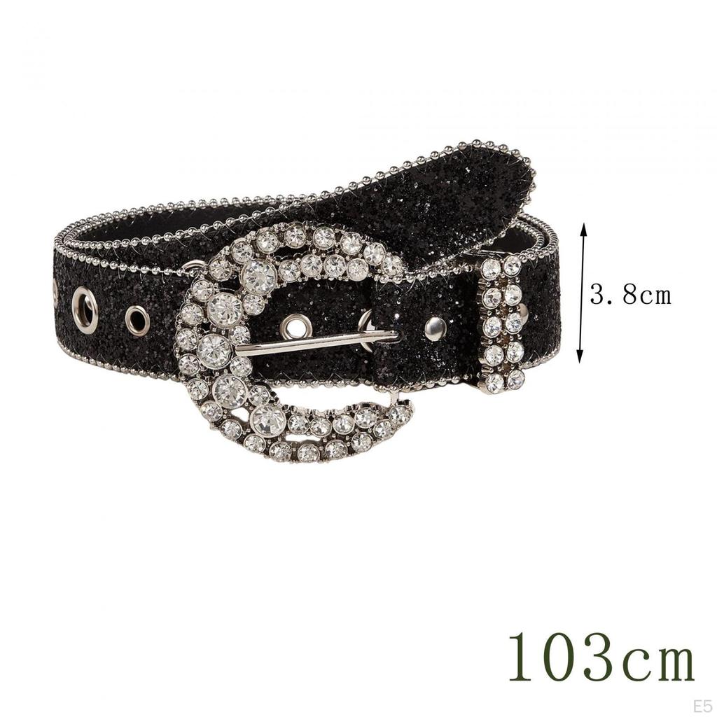 Elegant Rhinestone Waist Belt for Women's Jeans and Dresses with Stylish Pin Buckle