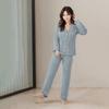 Conjunto de pijama feminino com botões, camisa de manga comprida e calças de pijama, conjunto de pijama macio, pijama casual