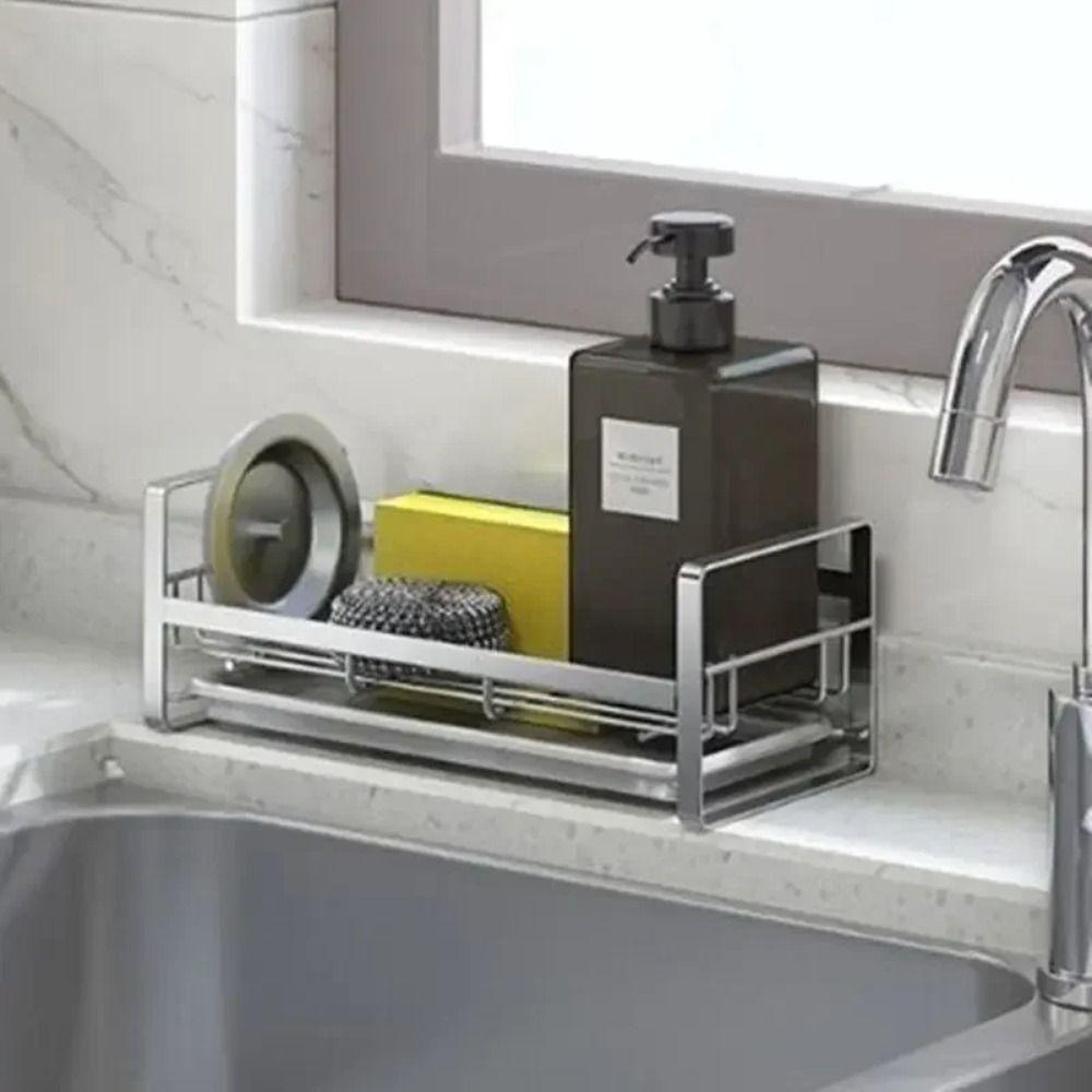 

Stainless Steel Sink Rag Rack Stand Portable Kitchen Drain Rack New Sponge Holder чорний