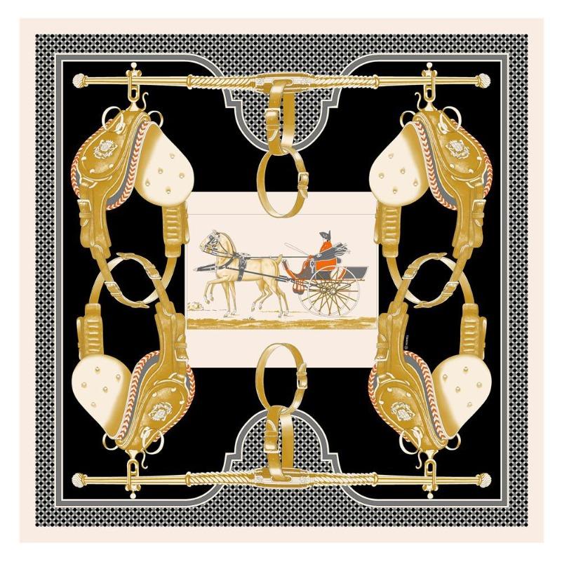 POBING Twill Silk Square Scarf Animals Print Women Scarves&Wrap Giraffe Neckerchief Spanish Foulards cachecol Large Bandana